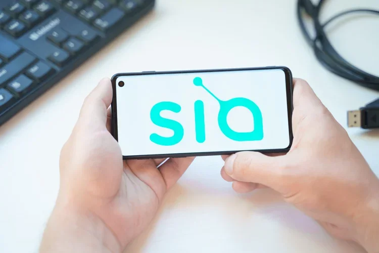 Монета SIA открыта на смартфоне для майнинга.