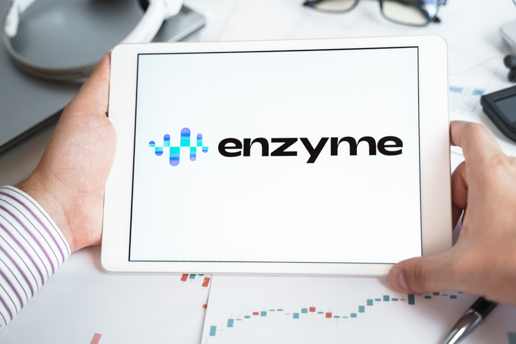 Криптовалюта Enzyme открыта на экране планшета.