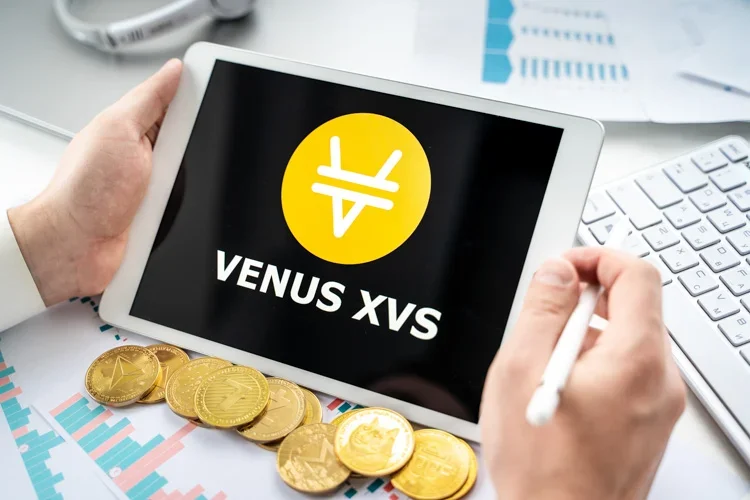 Криптовалюта Venus с токеном XVS открыта на экране планшета.
