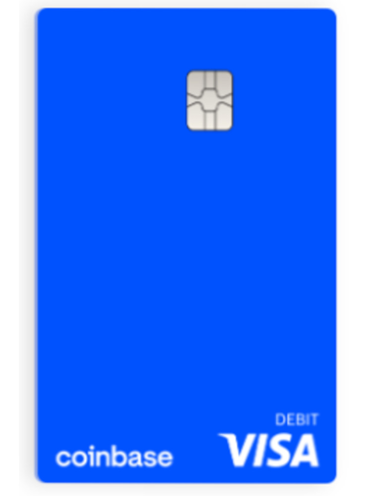 Coinbase card обычно бывает синего цвета.